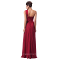 Grace Karin Stock Vermelho escuro Um ombro Chiffon Prom Gown Vestidos de festa formal Vestido longo CL6022-4